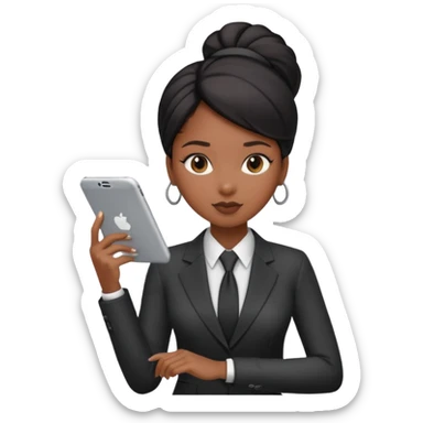 black girl working incorporate attire and sleek hair sticker