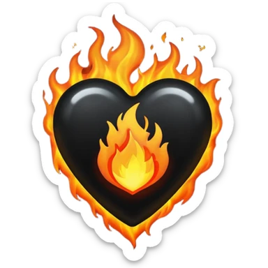 black heart on fire sticker