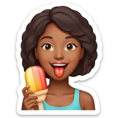 black woman licking ice lolly sticker
