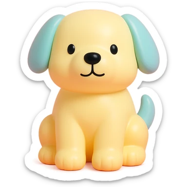               Transform {subject} into a soft vinyl figure with a smooth, glossy surface. The material should look slightly rubbery and tactile, with minimalistic curves and a matte-gloss hybrid finish. Use pastel or soft solid colors. The surface is seamless, with no visible textures or roughness. Studio lighting, vibrant background, clean, playful, designer toy aesthetic. {subject} = dog sticker