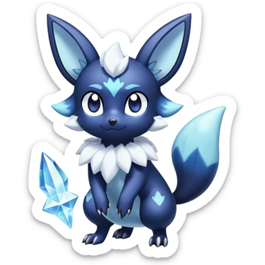 Shiny pastel Dark snowy icy crystal pic sparkly Nebulae Noibat-Meowstic-Umbreon-Fakémon-hybrid-creature (full body)  sticker