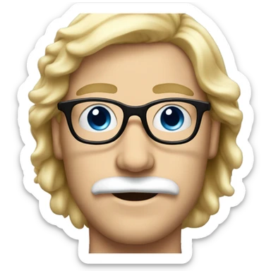 Blond moustache, eyeglasses and blue eyes sticker