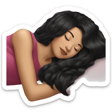 Coquette asia black hair girl sleeping  sticker