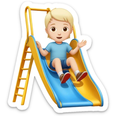 White child sliding down a children's slide front view  sticker
