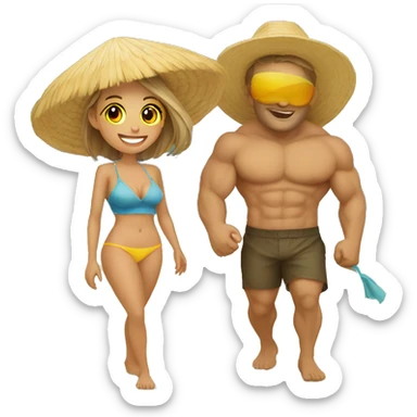 Pareja en playa sticker