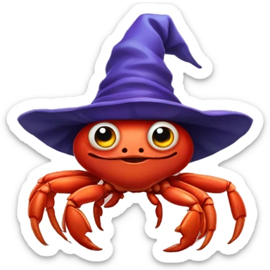 crab with a wizard hat sticker