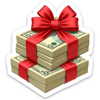 draw australian $100 notes stacked together and wrapped in a bow sticker