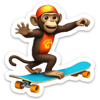 monkey riding a skateboard on lava  sticker