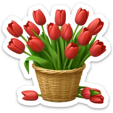 Red tulips bouquet in basket the same as the white ones you gave me without the bow sticker