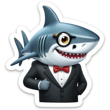 Shark wearing a tuxedo and reading glasses sticker