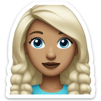 woman with olive skin, long dark hair, blue eyes, ful lips, square face and big lashes. formal dressed sticker