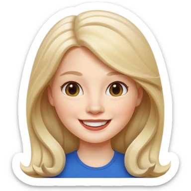 beauty white skin woman apple memoji style with long hair sticker