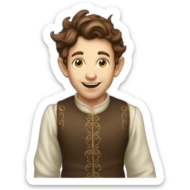 Brown haired victorian elf, excited sticker