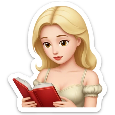 woman reading a romance book sticker