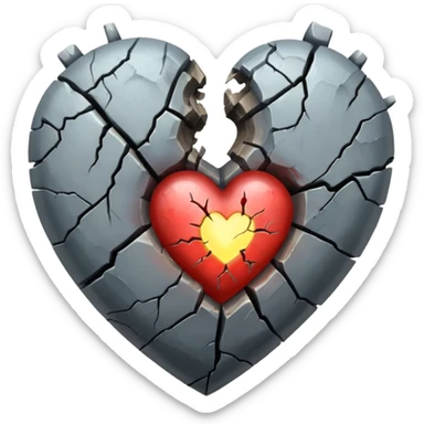 An old and barren grey heart with a small glowing transparent heart inside it sticker
