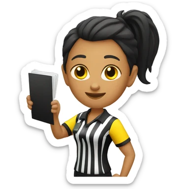 female referee holding yellow card sticker