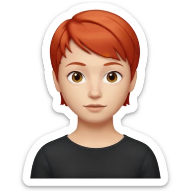 Memoji iPhone Прическа короткая Рыжая девушка, 21 год, славянка, выражение лица заигрывающее sticker