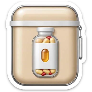 medicine capsule in case in nutral colors sticker