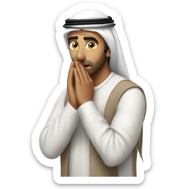 Arab holding his head with his hands photorealistic serious sticker