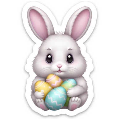 Bunny with easter eggs emoji sticker