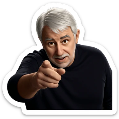 pointing male with white hair sticker