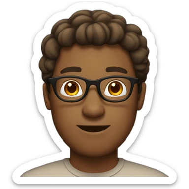 brown guy with glasses and midpart hair sticker