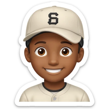 black kid with a sideways baseball cap, smiling sticker