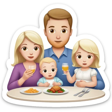 White man, white woman, and white baby girl at dinner sticker