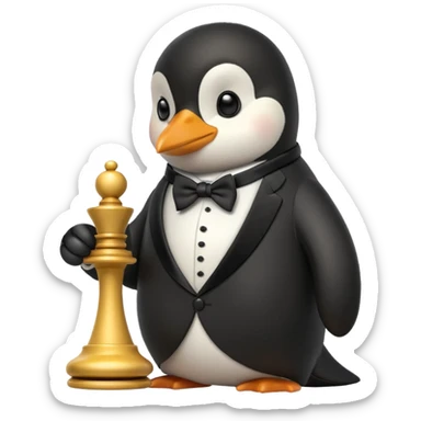Pinguin playing chess sticker