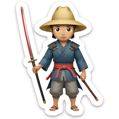 Samurais in Hat, Lone samurai in hat walking through mist sticker