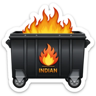 Flaming dumpster fire with the words "Indian bureaucracy" on the dumpster. No typo. sticker