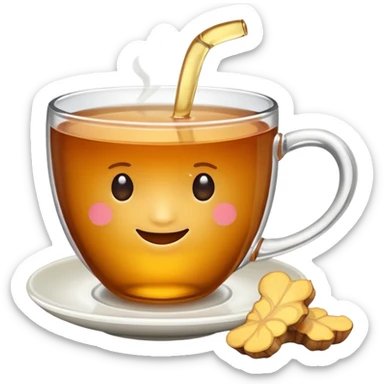 cup of tea with ginger root sticker