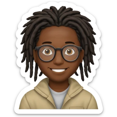 Boy with a locs hair on face put a glasses on and Black locs sticker