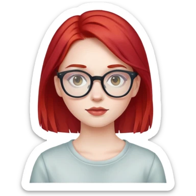 pale girl with dyed red hair and glasses sticker