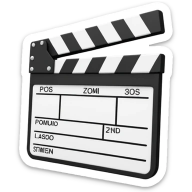 ultra simplified clapperboard, pure geometric abstraction, black and white, absolute minimum details sticker