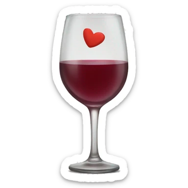 a glass of wine with a kiss imprint sticker