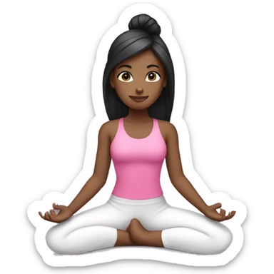 white black hair Girl in pink doing yoga sticker