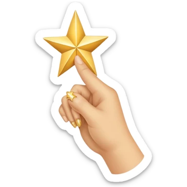 hand pointing one index finger with a star at the tip of the finger sticker