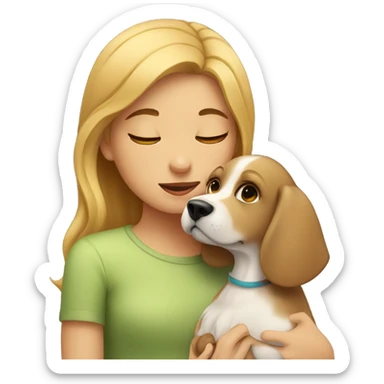 Girl kisses dog sticker
