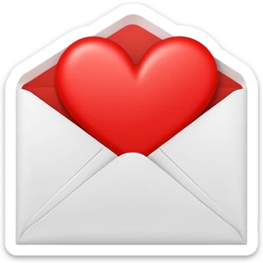 white envelope with a red heart sticker in the center, smooth and clean, minimal details, bright and saturated colors, glossy highlight


 sticker