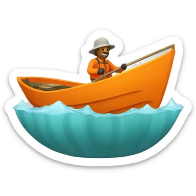 orange boat with fisherman sticker