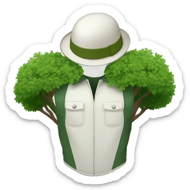 gardener pith helmet jacket white green trees  sticker