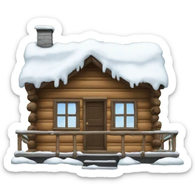 cabin with snow on roof sticker