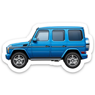 Mercedes G-Class SUV side view blue color, in the style of Apple emoji sport utility vehicle, rounded, cartoonish, glossy, simple details sticker