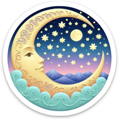 Pastel Damask moon sticker