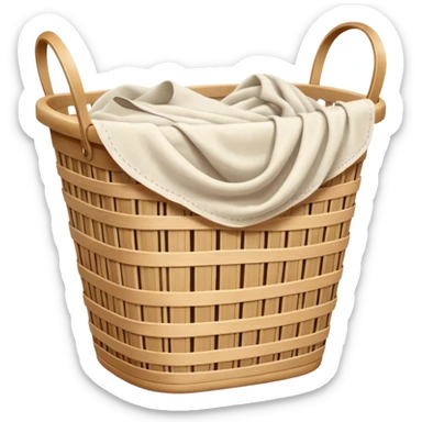laundry basket with soft light fabrics visible sticker