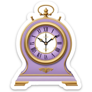 Pale purple Vintage wooden table top clock fancy sticker