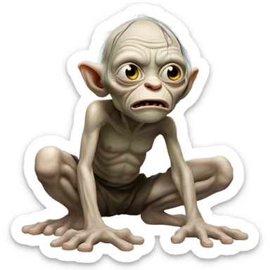 Gollum squatting sticker
