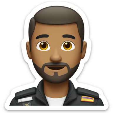 Mixed pilot with short beard and a buzz cut sticker
