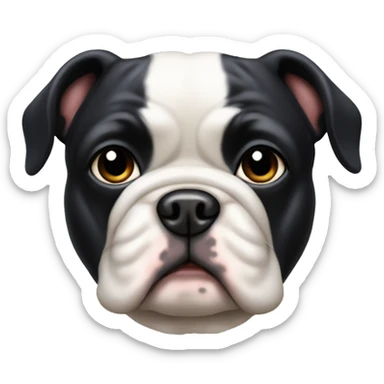 French bull dog with black wig and eyelashes sticker